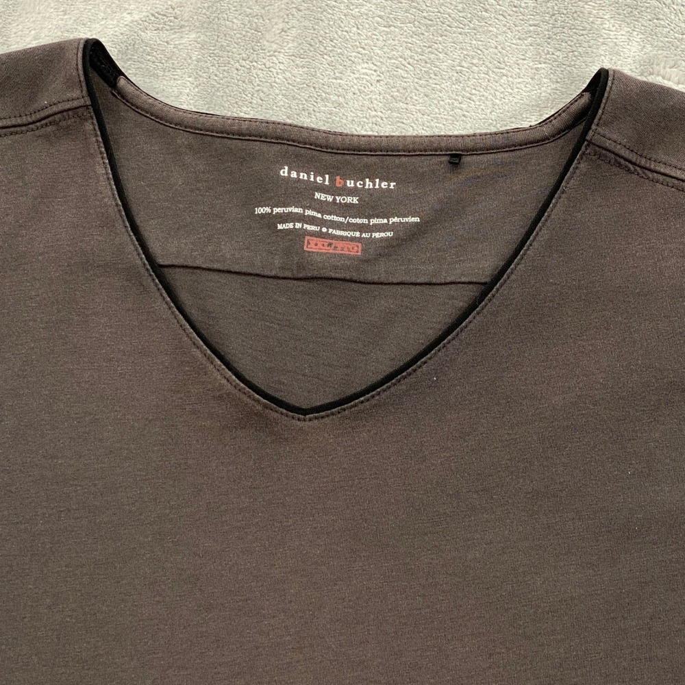 Daniel Buchler New York Mens XXL Gray Peruvian Pima Cotton V-Neck T-Shirt